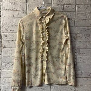 Devon Vintage Yellow Dainty 70's Secretary Blouse Small